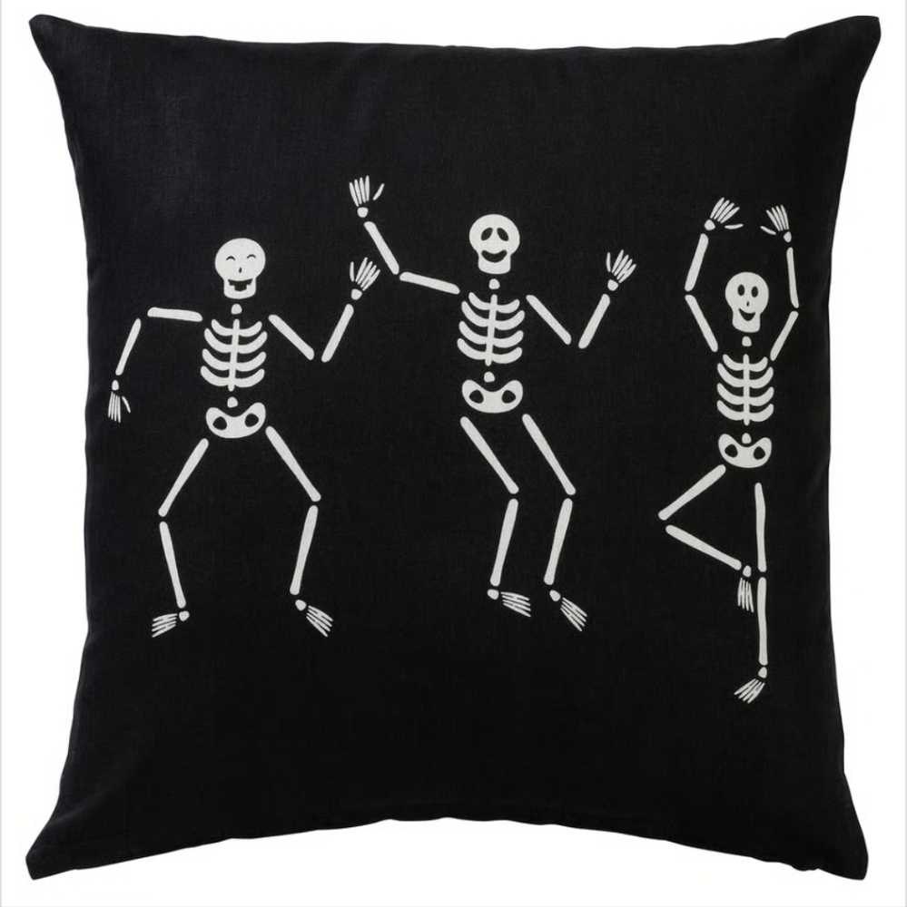 🆕 (2) KUSTFYR Dancing Skeleton Cushion Covers 💀 IKEA